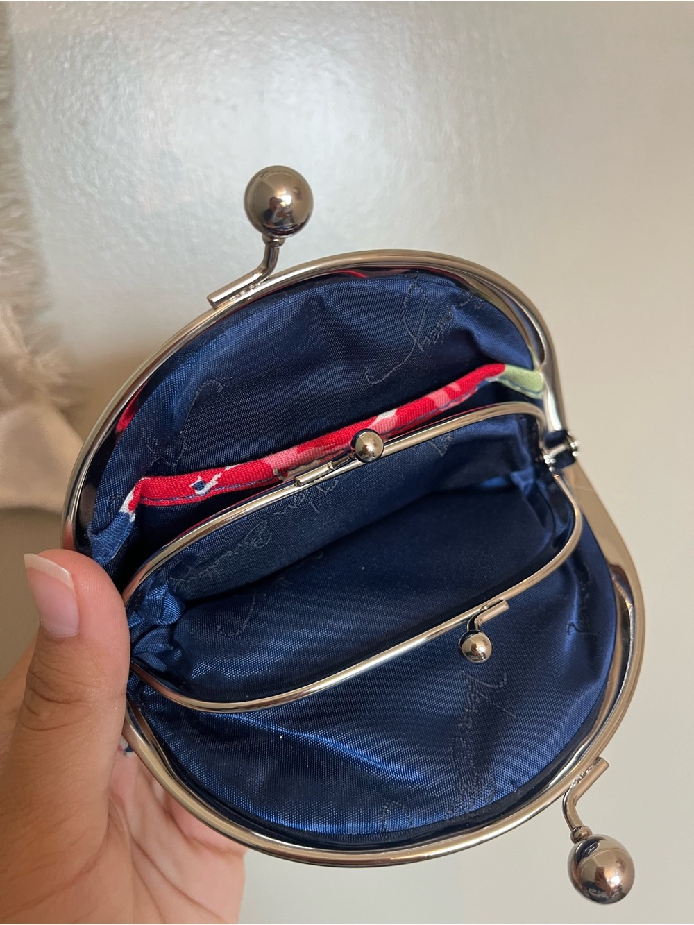 Brighton Floral Quilted Kiss-Lock Coin Purse - Navy, Red, Pink, Green - Picture 5 of 5